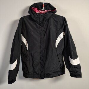 Columbia Jacket Womens Medium Black Whit‎ Bing Packable Rain jacket